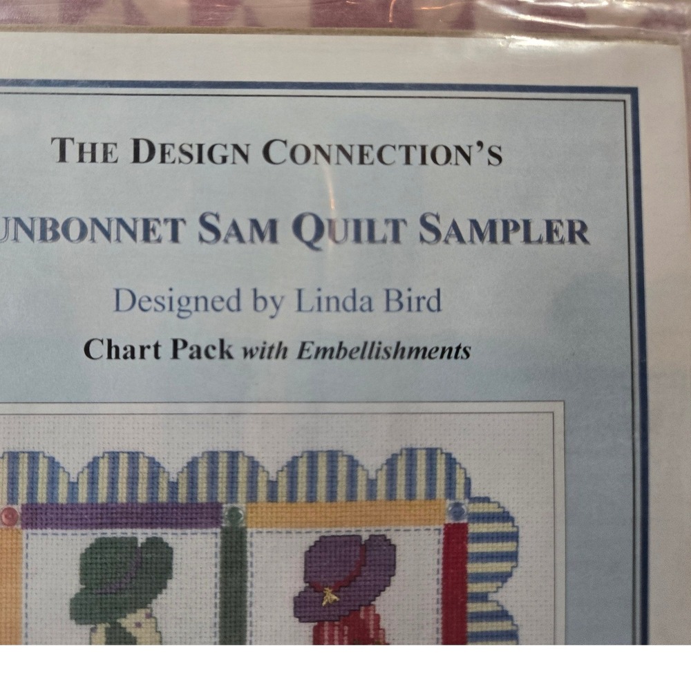 The Design Connection Sunbonnet Sam Quilt Sampler Pattern‎ NEW Charms Buttons - Picture 3 of 7